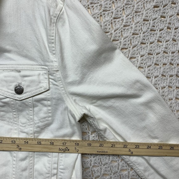 J. Crew Jacket Women Sz L White Denim Cotton Blend Long‎ Sleeve - Picture 8 of 11